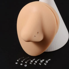 Lunivop 1PC Glass Nose Stud Transparent Glass Straight Nose Ring Retainer Holder Hoop Earrings Belly Ring Navel Piercing Jewelry