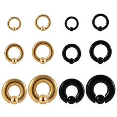 Lunivop 1PC Stainless Steel Large Size Captive Bead Ring Big Gauge Hoop Earrings Nose Ring Ear Weights Earring Piercing 8G-00G
