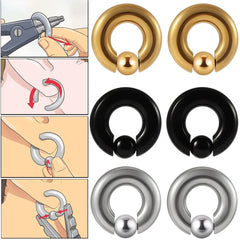 Lunivop 1PC Stainless Steel Large Size Captive Bead Ring Big Gauge Hoop Earrings Nose Ring Ear Weights Earring Piercing 8G-00G