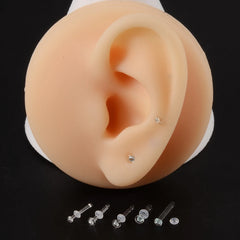 Lunivop 1PC Glass Nose Stud Transparent Glass Straight Nose Ring Retainer Holder Hoop Earrings Belly Ring Navel Piercing Jewelry