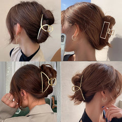 Lunivop Fashion Metal Hair Claw Clips For Women Geometric Cross Hairpin Girl Shark Claw Barrettes For Ponytail Hair Accessories Headband