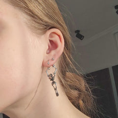 Lunivop 1pc skull Ear Tragus Cartilage Ring Stainless Steel Crux Skeleton Hanging Nipple Barbell 16G Straight Bar Lobe Earring Piercing