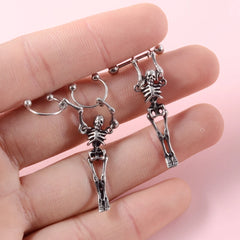Lunivop 1pc skull Ear Tragus Cartilage Ring Stainless Steel Crux Skeleton Hanging Nipple Barbell 16G Straight Bar Lobe Earring Piercing