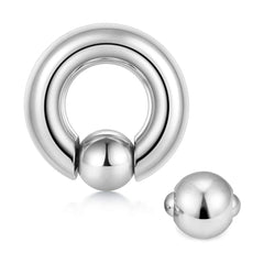 Lunivop 1PC Stainless Steel Large Size Captive Bead Ring Big Gauge Hoop Earrings Nose Ring Ear Weights Earring Piercing 8G-00G