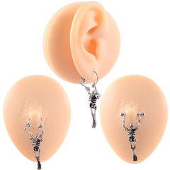 Lunivop 1pc skull Ear Tragus Cartilage Ring Stainless Steel Crux Skeleton Hanging Nipple Barbell 16G Straight Bar Lobe Earring Piercing