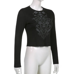 Lunivop Retro Fairycore Grunge New Clothes Graphic Print Dark Academia Gothic Tshirts Chic Aesthetic 2000s Slim Cuteandpsycho Harajuku