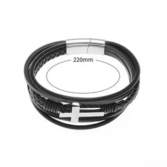 Lunivop New Trendy Hiphop Cross Five Layer PU Weave Magnetic Buckle Bracelet for Women Men Cool Personality Party Jewelry Gifts