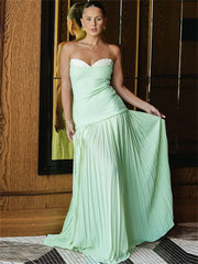 Lunivop Fashion Contrast Pleated Long Dress For Women Slim Backless Summer Bandeau Elegant Party Dress Clothes Women's Maxi Dress