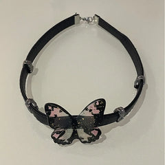 Lunivop Y2k Personalized Butterfly PU Choker Necklace For Women Egirl Goth Vintage Jewelry Fashion Aesthetic Scene 2000s EMO Accessories
