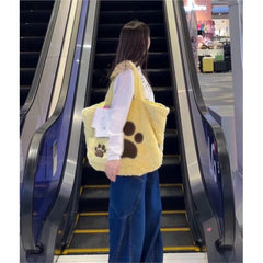 Lunivop Harajuku Large Capacity Tote Bag Purse Women Sweet Cute Plush Soft Green Handbag Female Versatile Shoulder Bags Chic