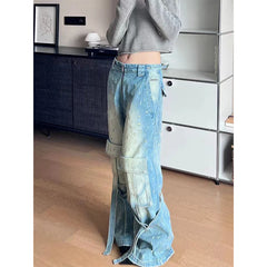 Lunivop Women's Y2k Blue Cargo Jeans Baggy 2000s Trashy 90s Aesthetic Streetwear Denim Trousers Harajuku Jean Pants Vintage Clothes