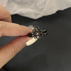 Lunivop Gothic Fashion Rings For Women Girls Crystal Black Spider Open Ring Hip Hop Punk Irregular Animal Finger Jewelry Halloween Gift