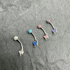 Lunivop Eyebrow Stud Small Butterfly Mud Ball Dripping Oil Glitter ROOK Lip Piercing Puncture Jewelry Ear Tragus Pierced