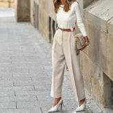 Lunivop Business Trousers Ankle-Length Straight Leg Women Long Anti-Shrink Pants Office Ladies High Waist Female Clothing