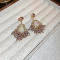 Lunivop Fashion Color Rhinestone Crystal Long Tassel Earrings For Women Bridal Drop Dangling Earrings Brincos Wedding Party Jewelr