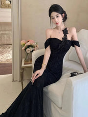 Lunivop Woman Dress Slash Neck Sexy Flowers Off Shoulder Backless Vintage Elegant Temperament Party Mermaid Dress Female Cocktail