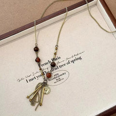 Lunivop European and American Ethnic Style Irregular Turquoise Coins Retro Metal Chains Tassel Necklaces Women's Party Accessories