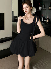 Lunivop White Patchwork Ruffled Chic Mini Dress Women Elegant Casual Sling Dress Summer Korean Fashion Bodycon Festival Party Dress