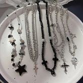 Lunivop Stainless Steel Metal Rivet Pendant Thin Snake Chain Necklace for Men Punk Silver Color Cuban Link Chain Choker