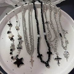 Lunivop Stainless Steel Metal Rivet Pendant Thin Snake Chain Necklace for Men Punk Silver Color Cuban Link Chain Choker