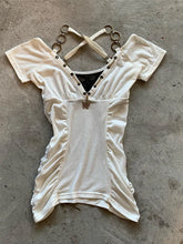 Lunivop Korean Vintage Whte V-neck T-shirt for Women Y2k Slim Waist Short Sleeve Tee Shirt Summer New Halter Tops Mujer