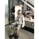 Lunivop Women Patchwork Y2k Ripped Jeans Harajuku Aesthetic Baggy Denim Trousers Vintage Jean Pants Japanese 2000s Style Trashy Clothes