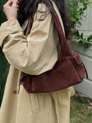 Lunivop Niche Design Multi Pocket Commuting Handheld Underarm Bags for Women Retro Single Shoulder Tote Bag