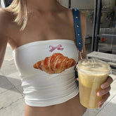 Lunivop Y2k Millennial Vintage Pattern Print Strapless Sleeveless Halter Top Close-Fitting Bodice Street-Style Girl-Feel Vest Top