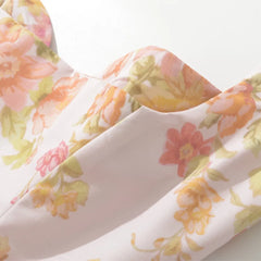 Lunivop Sweet Pink Flower Print V Collar Sling Dress Women Corset Style Low Waist Folds Hem Ball Gown Swing Short Dresses Mini Tank Robe