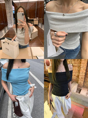 Lunivop Strapless Sexy Tank Top Summer Women Backless Stripe Off Shoulder Wrap Tube Casual Tops Female Sleeveless Crop Top