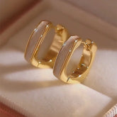 Lunivop New Fashion Simple Golden Square Earrings for Women Niche Design Charms Studs Sweet Elegant Party Jewelry Wedding Gifts