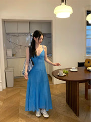 Lunivop Women Dress Sleeveless Flowers V Neck Sleeveless Summer Fashion Holiday Slim Backless Elegant Dresses Female Casual