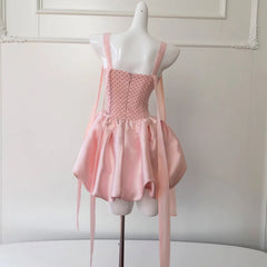 Lunivop French Style Polka Dot Slip Women Dress Brooch Zipper Lace-Up Pearl Flower Bud Short Dresses Female 2025 Spring New