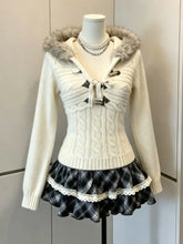 Lunivop Y2K Subculture Hooded Pullover Women Gothic Korean Harajuku Slim Sweaters Faux Fur Collar Fashion Jumpers