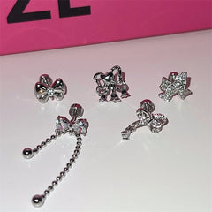 Lunivop Advanced Silver Color Bowknot 316L Stainless Steel Ear Bone Nail New Fashion Delicate Zircon Earrings for Women Y2K Punk Jewelry