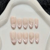 Lunivop 10Ppcs Handmade Press on Nails Women Purple Cat Eye Fake Nails with Glue Spring Summer Mid-Length Girls Aesthetic false Nails