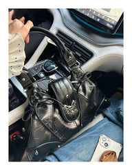 Lunivop Hot Girl Black Y2k Tote Bag Purse Women Butterfly Leather Large Capacity Shoulder Bag Ladies Fairycore Handbag Aesthetic