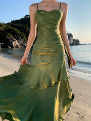 Lunivop Elegant Ruffles Party Dress for Women Sexy Spaghetti Strap Sleeveless Princess Evening Dresses Summer Holiday Beach Vestidos New