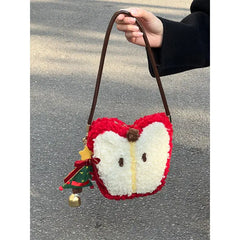 Lunivop Christmas Red Y2k Crossbody Bag Women Versatile Plush Lamb Wool Cute Apple Bags Ladies Harajuku Aesthetic Handbag Gift