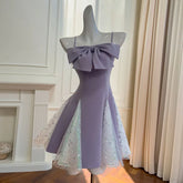 Lunivop Fashion Women Dress Sleeveless Suspenders Bow Sequined Lace Splicing Female Party Dresses New Tide