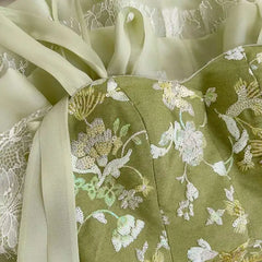 Lunivop Light Luxury Lace-up Dress Women Spliced Embroidery Suspender Ballet Style Cake Fluffy Dresses Female