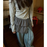 Lunivop Vintage Plaid Skirt Korean Style Lace Up Pleated Short Skirts Kawaii Casual Fashion Retro Ruffle Mini Skirts Streetwear