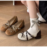 Lunivop Retro Round Head Head Mary Jane Shoes Women's Spring Design Thick Heel Shoes New Female Butterfly Knot Buckle Party Pumps