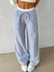 Lunivop New Fashion Casual Women's trousers Spring and Autumn High Waist Striped Loose Wide Leg Pants