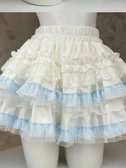 Lunivop Lolita Sweet Cake Skirts Women Slim Lace Patchwork Sexy Mini Ball Gown Skirts Kawaii Casual Japan Cute Summer A Line Skirt