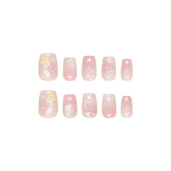 Lunivop 24pcs Short Fake Press on Acrylic Nails for Gluing Ready Sweet 3d Floral Nail Tips Cat Eye Summer Aesthetic False Finger Nails
