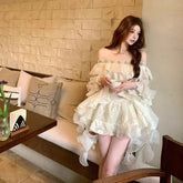 Lunivop Summer Sexy Off Shoulder Fashion Strapless Top for Women New High Waist Ruffles Patchwork Skirts Two Piece Sets