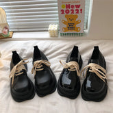 Lunivop Small Leather Shoes Women's New British Style Sweet Platform Shoes Round Toe Casual Lace-up Mary Jane Shoes Chaussure Femme