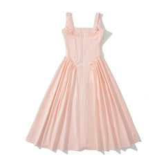 Lunivop Sexy Pink Elastic Strap Tank Dress Ruched Slash Neck Zipper Back Slim Low Waist Hem Swing Midi Long Robe Sleeveless Vestidos
