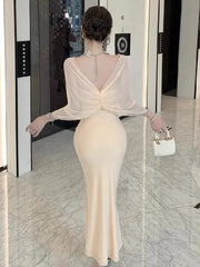 Lunivop Woman Dress V Neck Mesh Patchwork Summer Fashion French Style Elegant Party Dresses Female Temperament Sexy Ladies